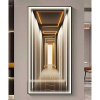 Black Frame Modern 3D Effect Crystall Procelein Painting With Lighting